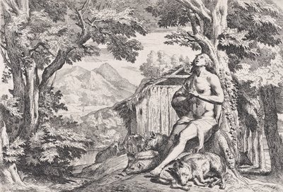 Den förlorade sonen bland svinen, från en serie om fyra tryck, ca. 1645. av Pietro Testa