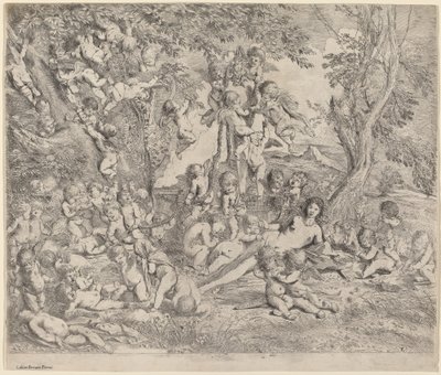 Venus i en trädgård med amoriner av Pietro Testa