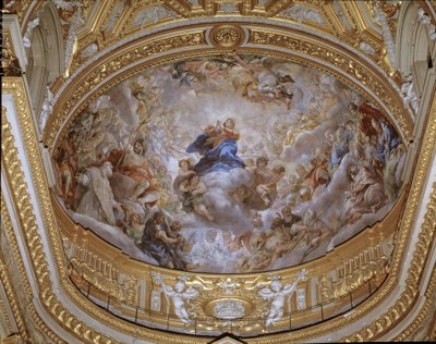 Antagandet av jungfrufresken av Pietro da Cortona (Peter av Cortona) (1596-1669) 1652 Rom, Santa Maria-kyrkan i Vallicella Italien av Pietro da Cortona