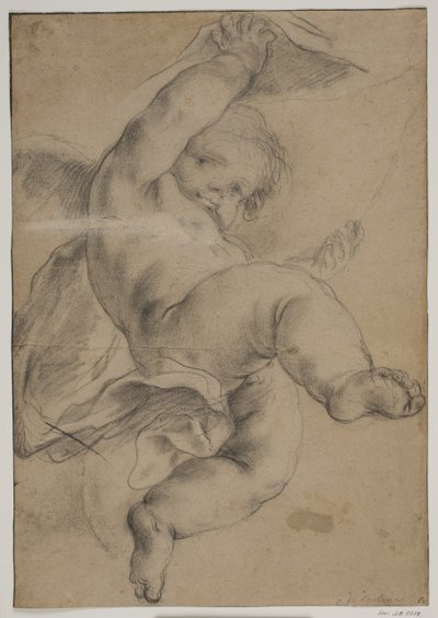 Flygande putto lyfter en gardin av Pietro da Cortona