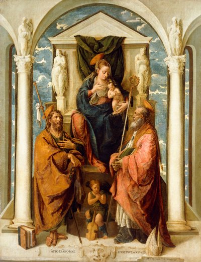 Madonnan och barnet på tronen av Pietro de Marascalchi