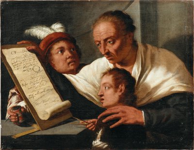 En lärare med två skolpojkar, efter 1650. av Pietro della Vecchia