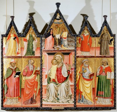 Madonna och barn med heliga polyptyk, tio separata paneler, 1440 av Pietro di Giovanni Lianori