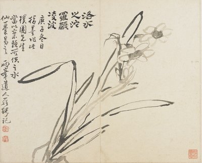 Landskap, blommor och fåglar: Narcissus, Qingdynastin av Luo Ping