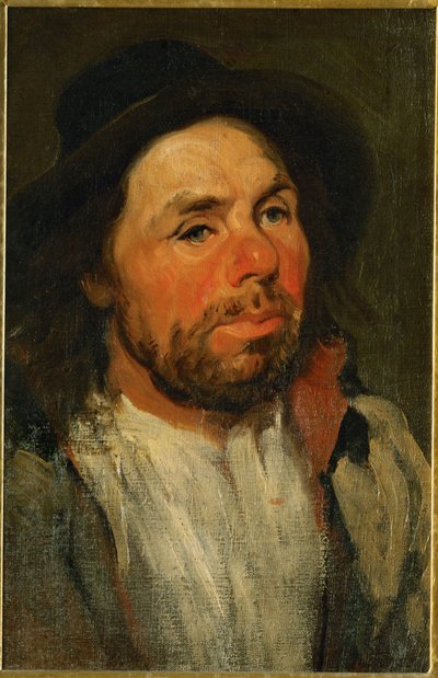 Lantbrukare med hatt (olja på duk) av Piotr Michalowski