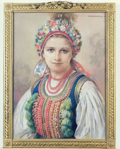 Cracowian Bride, 1917 (pastell på kartong) av Piotr Stachiewicz