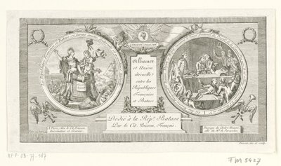 Medaillon op de Alliantie tussen de Franse en de Bataafse Republieken, 1795 Allians och evig union mellan de franska och bataviska republikerna (titel på objektet) av Poisson