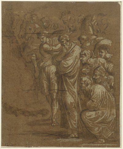 Tillbedjan av kungarna av Polidoro da Caravaggio (possibly)