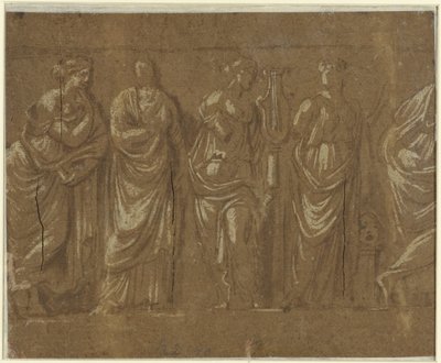 Rad av muser av Polidoro da Caravaggio (possibly)