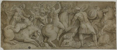 Slaget om amasonerna av Polidoro da Caravaggio