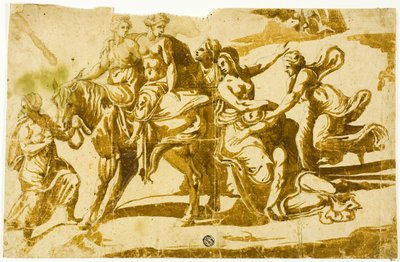 Celias flygning av Polidoro da Caravaggio