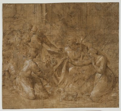 Tillbedjan av herdarna av Polidoro da Caravaggio