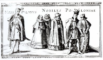 Polska adeln (gravyr) (bw foto) av Polish School