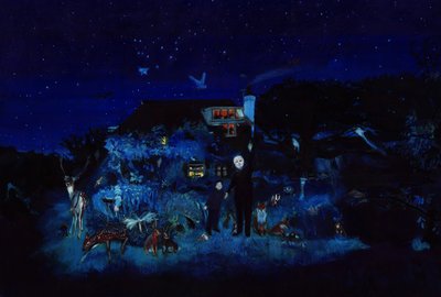 Grandpa and the Stars, 2022 (akvarell  gouache på papper) av Polly Horner