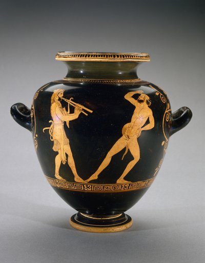 Rödfigur Stamnos med scen av Herkules med Satyr, 440-420 f.Kr. (terrakotta) av Polygnotos Polygnotos