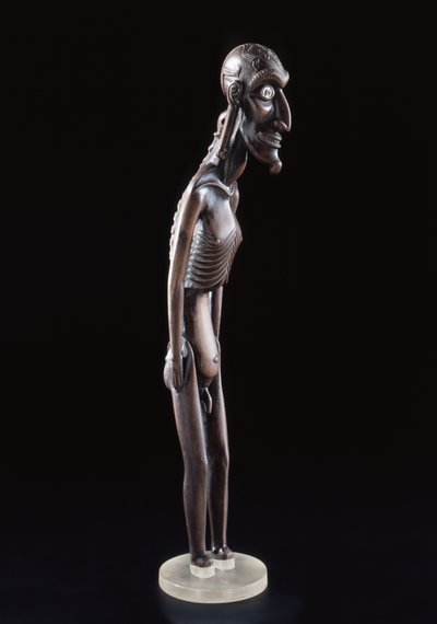 Träfigur snidad i form av en man, från Påskön, före 1894 (trä & obsidian) av Polynesian School