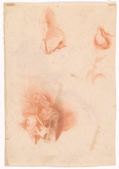 Chef för en man, ansikte i profil (recto); Anatomisk studie, ansikte i profil (verso) av Pompeo Girolamo Batoni