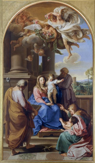 Madonna och barn med de heliga Josef, Zacharias och Elisabeth och spädbarnet Sankt Johannes av Pompeo Girolamo Batoni