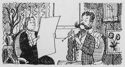 Man stickning (litho) av Pont