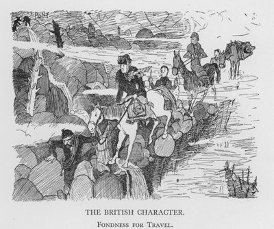 Den brittiska karaktären, Fondness for Travel (litho) av Pont