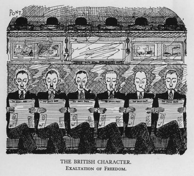 Den brittiska karaktären; upphöjelse av frihet (litho) av Pont
