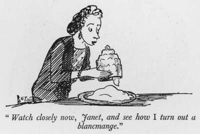 "Titta noga nu, Janet, och se hur jag blir en blancmange" (litho) av Pont