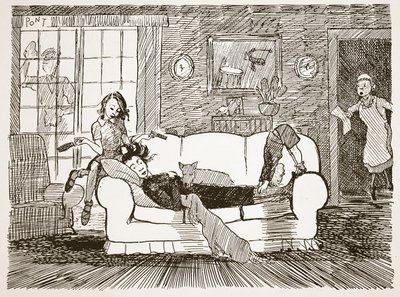 En halvtimmes vila efter måltider, illustration från "Pont: An Account of the Life and Work of the great Punch artist" av Pont