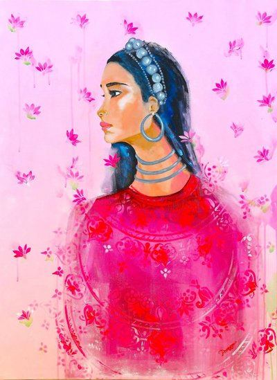 Elegant kvinna – Rosa lotus av Poonam Choudhary
