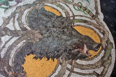 Golv som föreställer ett vildsvin (mosaik) av Portuguese School