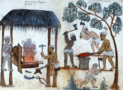 Den primitiva indiska metallurgin. Portugisiskt manuskript från 1500-talet. Rom, Bibl. Casanatense. av Portuguese School