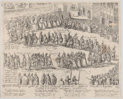 Bröllopståg för bröllopet av Elizabeth Stuart, dotter till James I, och..., 1613 eller senare. av Possibly by Abraham Hogenberg.