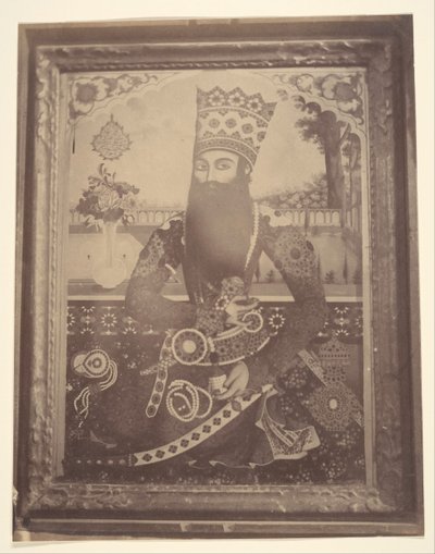 [Fath-Ali Shah, målning som en gång tillhörde Hmah [] Saula, kungens farbror.], 1840-60-tal. av Possibly by Luigi Pesce.