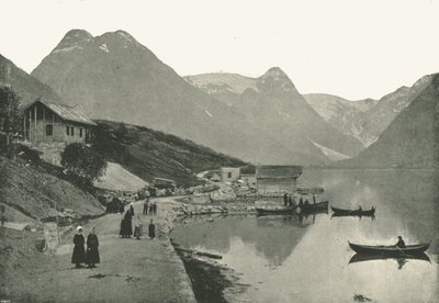 Mundal, vid Fjaerlandsfjorden, Sogn, Norge, 1895. av Poulton and Co
