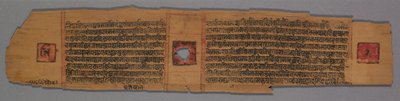 Blad från ett Jain Manuscript: Shalibhadra: Jain Monk Teaching with a Manuscript Page..., 1279. av Pradyumnasuri