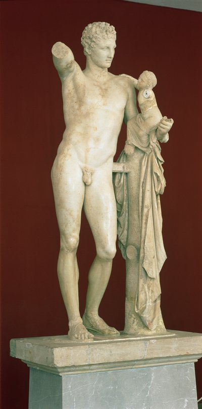 Staty av Hermes och Dionysosbarnet, ca 330 f.Kr. (parianmarmor) av Praxiteles