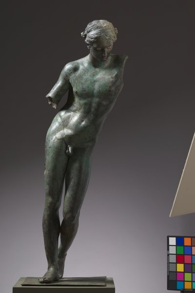 Apollo Python-Drädaren, c.350 f.Kr. (brons, koppar och steninlägg) av Praxiteles