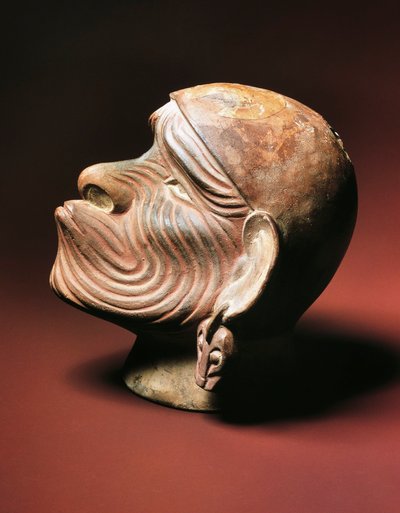 Maskulint huvud från Trujillo, Moche-kultur, förcolumbiansk civilisation, 4-9-talet (foto) av Pre Columbian Pre Columbian