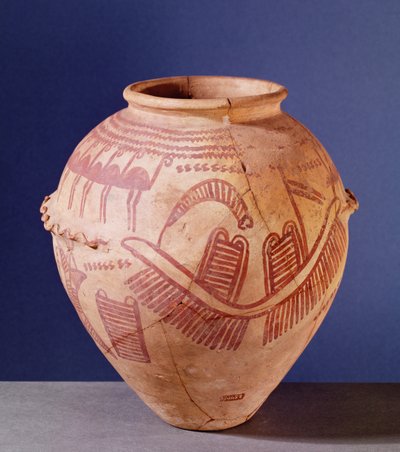 Vas föreställande två helgedomar på en pråm, ca 3500 f.Kr. (keramik) av Predynastic Period Egyptian