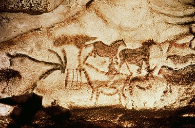 Hästar och rådjur från grottorna i Altamira, ca 15000 f.Kr. (grottmålning) av Prehistoric