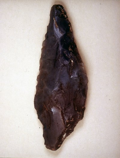 Pilar pekar i flinta. Varese. Milanos arkeologiska museum av Prehistoric Prehistoric