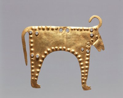 Bulgarien, Sofia, Nationalhistoriska museet, Bladguld med djurfigurer från Varna av Prehistoric Prehistoric