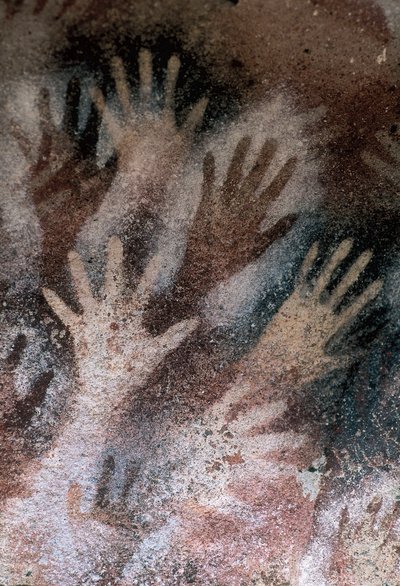Cave of Hands, Santa Cruz, Argentina, neolitisk period (fresk) av Prehistoric Prehistoric