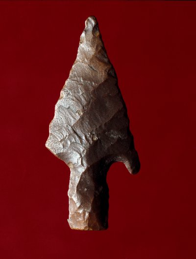 Egyptisk antikvitet: pilspets från platsen för Fayoum (Fayyum eller Fayum) i Egypten. Predynastisk period. Verone, Museo Civico di Storia Naturale, Italien av Prehistoric Prehistoric