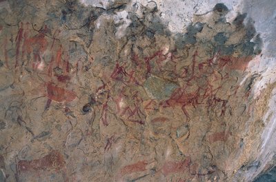 Människo- och djurfigurer (grottmålning) av Prehistoric Prehistoric