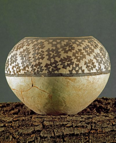 Förhistoria: lervas med geometriska dekorationer av Anau-typ från platsen för Gheoksjur (Södra Turkmenistan). 4000-3500 f.Kr. Eneolitikum, kopparåldern. Sankt Petersburg, Eremitagemuseet, Ryssland av Prehistoric Prehistoric