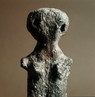 Förhistoria: feminin terrakotta-idol från Necropolis av Arene Candide (Finale Liguria), Ligurien. Mellanneolitikum, stenålder. Genes, liguriskt arkeologiskt museum av Prehistoric Prehistoric