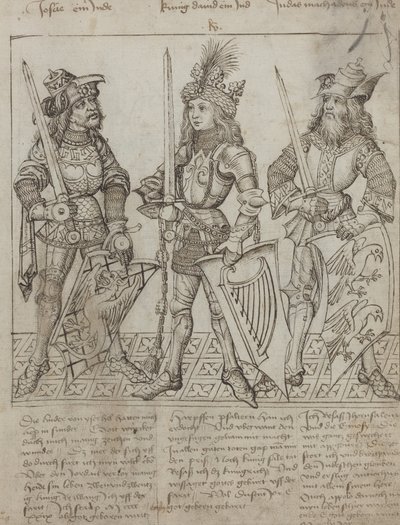 Joshua, kung David och Judas Maqboose av Primary Master of the Strassburg Chronicle