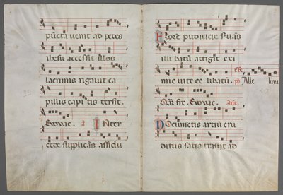 Bifolium from an Antiphonary: Music, c. 1320-1340. av Primo Miniatore di San Domenico