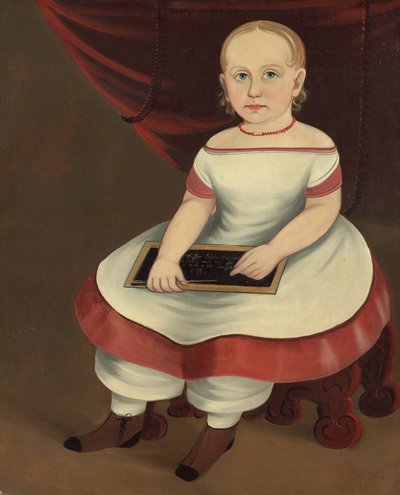 Liten flicka med skiffer, ca. 1845. av Prior Hamblin School