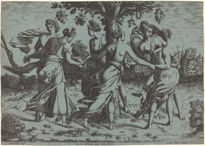 Dryadernas dans av Probably French 16th Century after Pierre Milan after Rosso Fiorentino
